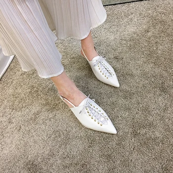 Pantofi pentru femei Subliniat Toe Sandale de Primăvară 2020 Noua Moda Dantelă Sus Stilet Tocuri