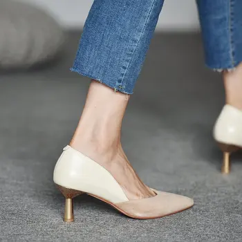 Noi Subliniat Toe Tocuri inalte de Culoare de Potrivire Dulce Birou Femei Pompe Slip pe Tocuri Înalte Superficial Singur Pantofii Stilettos