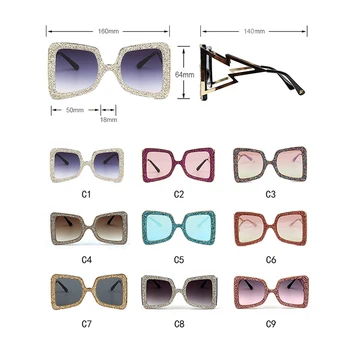 Moda Pătrat Cristal de Diamant ochelari de Soare Femei de Lux Stras Supradimensionate Nuante pentru Barbati Vintage Ochelari de soare UV400 gafas de sol