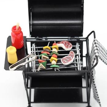 1/12 Mobilier casă de Păpuși, Miniaturi din Metal Cuptor cu Alimente Clemă Kebab Biftec Sticle Prosop de Bucătărie Model de Jucărie Decor