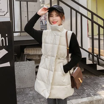 Iarna De Lungă, Fără Mâneci Vesta, Paltoane Femei Stand Gât Subțire De Bumbac Sacou Captusit Veste De Moda Coreeană Fermoar Jacheta Femei Vesta