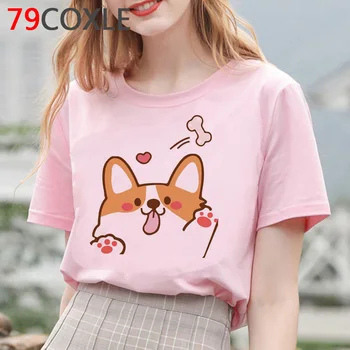 Corgi Tricou de Moda de Top Tricouri Femei Desene animate T Shirt de Imprimare Drăguț Câine Amuzant Grafic T-shirt Grunge Plus Dimensiune Tricouri Unisex de sex Feminin