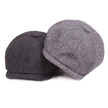 Oamenii Bereta De Epocă Spic Gatsby Tweed Șepci Pălărie Vânzător De Ziare Bereta Pălărie De Iarnă Primăvară Plat Atins Bereta Pălării
