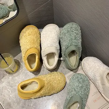 LazySeal Interior Cald Plat Pantofi Cu Toc Pentru Femei Apartamente De Pluș Femei Pantofi Galben De Iarnă Doamnelor Plat Cu Pantofi Bota Mujer