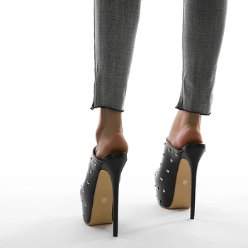 17cmHeel Papuci de casă Plus Dimensiune 42 De Femei Sandale Platforme Pantofi Nit Peep Toe Inaltime Toc Sandale de Moda Sandalias De Tacon Mujer