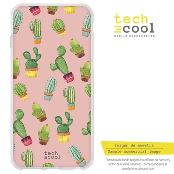 FunnyTech®Caz Silicon pentru Xiaomi Redmi Nota 9 Pro l Cactus modele de fundal de culoare roz