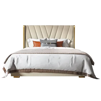 Lumina din piele de lux, pat dublu de stocare conținut de 1,5 m 1,8 m pat mare postmodern pat piele Nordic celebritate master pat de nuntă