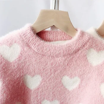 Copii Pulover Cald Iarna Noi Maneca Lunga Dragoste Inima Valentine Pentru Copii Baby Fete Dulci Pulover Tricot Topuri