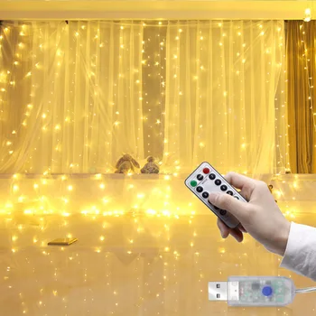 3M LED-uri Cortina Ghirlanda pe Fereastră USB Șir de Lumini Zână Feston Control de la Distanță de Crăciun, Decoratiuni de Nunta pentru Acasă Camera