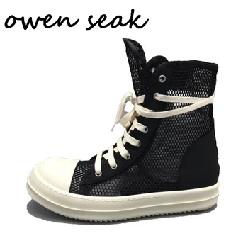 Owen Bolnav Barbati Pantofi Casual de Mare TOP Dantela-Up de Lux de Vară Respirabil Adidas Formatori Plasă de Sandale Zip Plat Negru Dimensiuni Mari, Pantofi