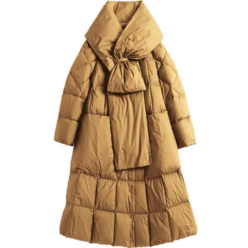 Jos jacheta femei de iarna noi guler pierde mid-lungime Europene American 420g alb rață jos îngroșat moda pentru femei jacheta