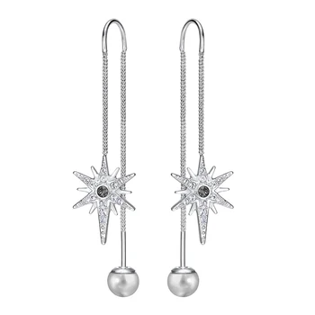 SWA Nouă Stea de Cristal Pearl Cercei Străpuns Temperament Elegant de Bijuterii pentru Femei de Ziua Îndrăgostiților Dragoste Cadouri Retro Unic