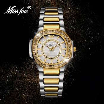 MISSFOX Moda Femei Ceasuri de Aur, Argint Brand de Top din Oțel Elegant Doamnelor Cuarț Ceas rezistent la apa de sex Feminin Ceas Dropshipping 2020