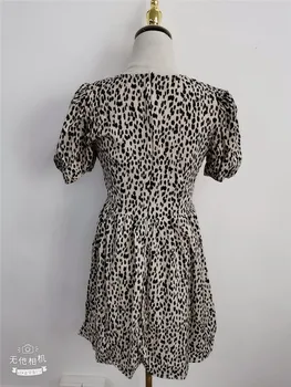 Vintage Rochie de Imprimare Leopard Pentru Femei, O-neck mâneci Talie Mare Slim Subțire Mini-Rochii de Moda de sex Feminin Știri 2020v