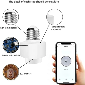 1 Pachet Tuya de Viață Inteligentă Wifi Inteligent Bec Adaptor Soclu E27 Comutator Lampă de Bază Suport pentru Amazon Alexa de Start Google