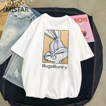 Femei tricou cu Bugs bunny imprimate T-shirt femei de desene animate amuzant casual grafic tricouri femei haine albe topuri tricou femeie
