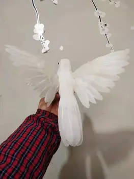 Noul viața reală pace porumbel, pasăre spuma si pene de porumbel alb model home decoratiuni de gradina cadou 22x30cmp2680