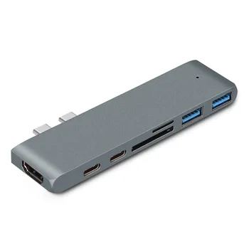 Dual de tip c USB C MacBook pro Laptop Docking station Compatibil HDMI TF, SD card reader, HUB-ul de andocare 4K Sprijin 2018 mac aer