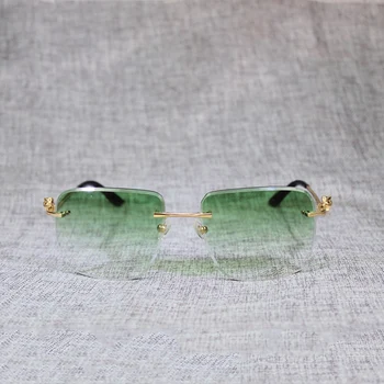 Epocă fără ramă Supradimensionat ochelari de Soare Barbati Oculos Leopard Stil Pătrat Umbra de Metal de Tăiere Obiectiv Gafas Femei pentru Exterior 120