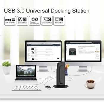 Wavlink 6 Porturi USB Universal Docking Station USB3.0 Ecran Dublu din Aluminiu Cu Gigabit Ethernet 2048 *1152 HDMI/DVI/VGA de andocare
