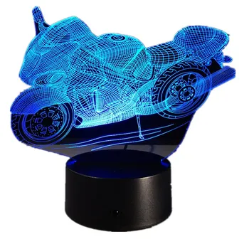 Motocicleta 3D Lampă de Masă cu Led-uri Decorative Lampara Placa de Plexiglas Lumineuse Veioza Noptiera Colores Bulbing Lampa Pentru Motor Ventilator