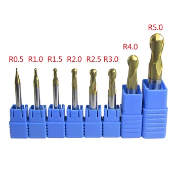 8PCS Rază de 0.5 1.0 1.5 2.0 2.5 3.0 4.0 5.0 mm R0.5 R1 R1.5 R2 R2.5 R3 R4 R5 BallNose EndMills set de mașină CNC de frezat cutter