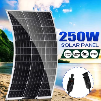 250W Panou Solar 18V Monocristalin Semi-flexibil Celule Solare DIY Modulul de Cablu în aer liber Conector Încărcător de Baterie rezistent la apa