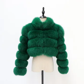 Nou stil real haină de blană de vulpe piele naturala haină călduroasă de iarnă scurt haină de blană de vulpe mâneci lungi de înaltă calitate, transport gratuit
