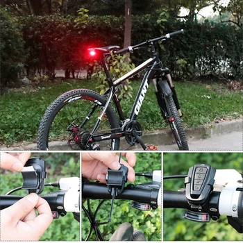 Biciclete Lumina din Spate USB de Încărcare fără Fir de Control de la Distanță Lampă spate Bike Finder Felinar Corn Sirena de Avertizare Anti-furt de Alarmă Opțional