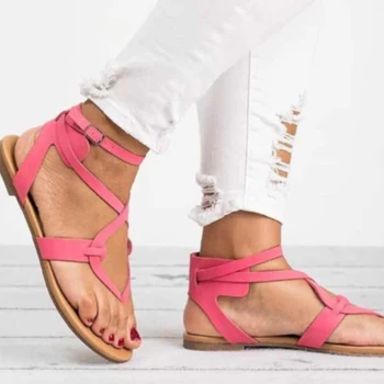 De Bază Femei Sandale 2019 Noi Femei Vara Sandale Plus Dimensiune 43 Din Piele Sandale Plate De Sex Feminin Flip Flop Casual Pantofi De Plaja Doamnelor