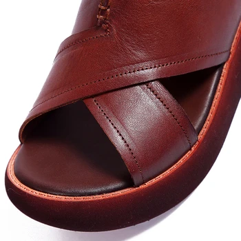 ZIMNAFR 2020 Vara Noi, Originale, Sandale din Piele Pentru Femei Platforma de Vacă din Piele Femei Casual Retro Sandale Pantofi de Vara