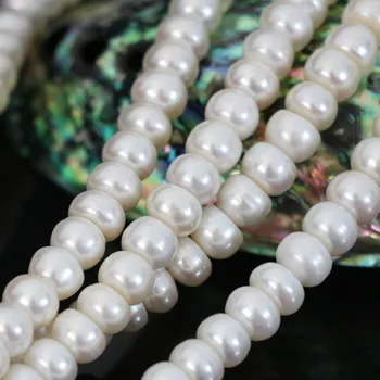 Naturale de apă dulce pearl alb abac butonul margele vrac 9-10mm rondelle petrecere nunti femei bijuterii fine face 15inch B1391