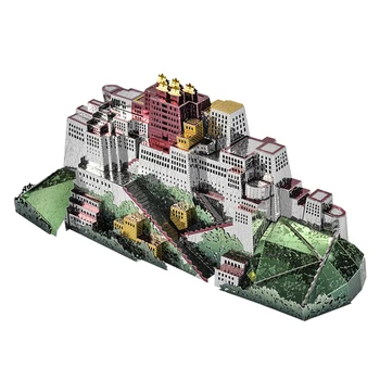 Microworld 3D metal puzzle Palatul Potala construirea de modele de kituri DIY cu Laser Tăiat Puzzle Model de cadou Pentru Adulti Jucarii Educative Desktop