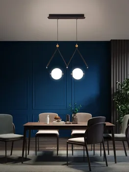 Simplu cu LED-uri Moderne Candelabru de Mese, Camera de zi Negru Pandantiv de Aur Lampa cafenea Bar Restaurant Creativ Lung Agățat Lumina