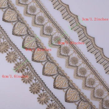 Cusack 3 m, 4 cm, Linia de Aur Asieta Dantelă Panglică pentru Confectii Textile Acasă Garniturile Meserii DIY Dantela Tesatura 4 Modele
