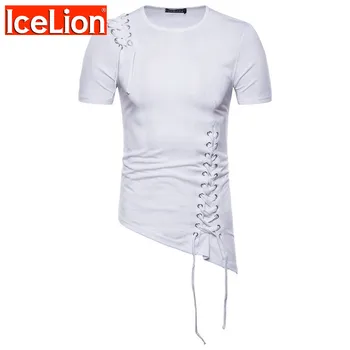 IceLion 2021 Vara Noi Neregulate Maneca Scurta Tricou Barbati Casual Moda Hip Hop Streetwear Mens T-camasa Slim Fit Solid tricou