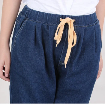 Blugi Femei Plus Dimensiune Pantaloni Harem Mare Elastic Talie Rufe Vrac Doamna Pantaloni din Denim 5xl 6xl 7xl