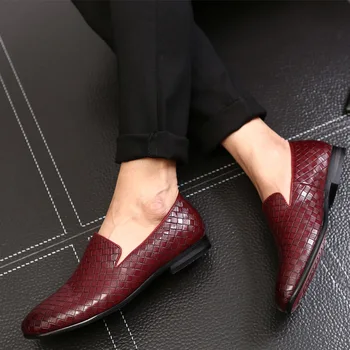 2019 Mens Casual Pantofi Respirabil Țese Mocasini de Piele Office Shoes Pentru Barbati Conducere Mocasini Confortabile Alunecare pe Pantofi de Moda