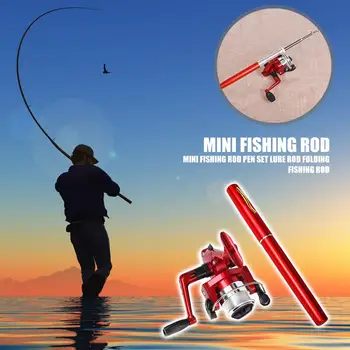 1 BUC Durabil Rod Combo multifuncțional Portabil de Buzunar Telescopic Mini Pol de Pescuit Pix în Formă de Tijă de Pescuit Role Combo