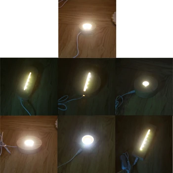 Lucrate manual din Lemn de Dreptunghi Rotund Formă Ovală LED-uri de Afișare de Bază de Rășină de Artă Ornament din Lemn de Noapte Luminat Stand de Bază Meserii