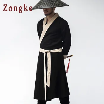 Zongke Artele Marțiale Chinezești Geaca Barbati Moda Streetwear Kung Fu Sacou Bărbați Haina Lunga Kimono Bărbați Sacou Haina 2021