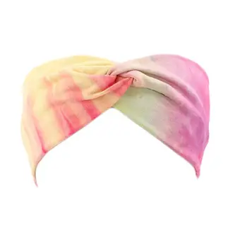 Femei Sport Largă Susținere Tie-Dye Gradient De Culoare Hairband Poftă De Mâncare Înnodate Turban
