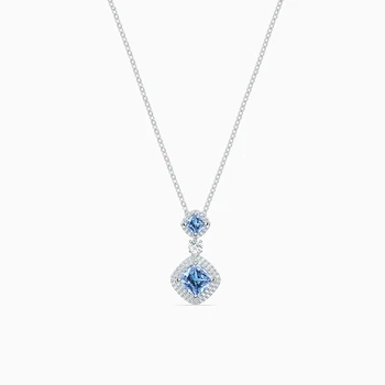 2020 Moda Bijuterii SWA Noi ANGELIC Colier plin de Farmec Lumina Pătrat Albastru de Cristal Decorat de Cristal Femei Romantice Bijuterii Cadou