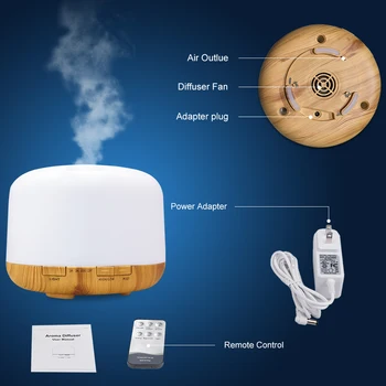 Diffuserlove 500ML de control de la Distanță Ulei Esențial Difuzor Difuzor de arome cu Ultrasunete Lemnului Ceață Rece Umidificator pentru Casa