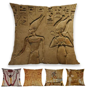 Egiptul Antic Egiptean Murală Caractere Faraon Regina Anubis Hieroglife Arunca Pernă Canapea Acasă Decorative Pernele De Acoperire