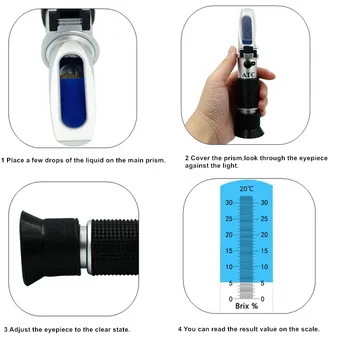 Handheld Brix Refractometru 0-32% Concentrație de Zahăr ATC Dulceata Tester Fructe Metru pentru Miere Legume Fără Cutie cu 30% reducere