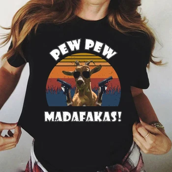 Camisetas Tee Topuri Tricou Femei Pew Pew Madafakas Print T-Shirt Negru Casual Doamnelor Tricou 2020 Noi De Vara Tricou Femei Tees