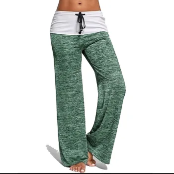 Femei Yoga Pantaloni Largi Pantaloni Lungi Foldover Cordon Largi Picior Mare Talie Jambiere de Yoga Sport Plus Dimensiune Pantaloni de Trening XXXL