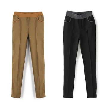 Femei Jambiere Pantaloni de Iarnă de Bumbac Lână Cald Gros Elastic Talie Subțire, de Buzunar Jeggings Plus Dimensiune 5XL 6XL S Maro Khahi Negru