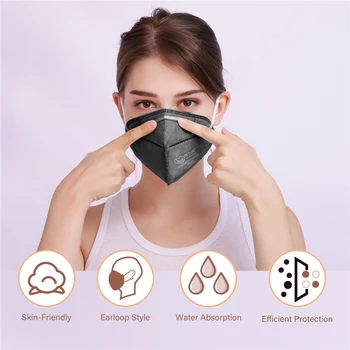 Mască Filtru Anti Praf Mască de Protecție KN95 Masca Respirabil Fata de Gura Masca de Ventilație Masca Anti-Ceață Adult Măști Negre